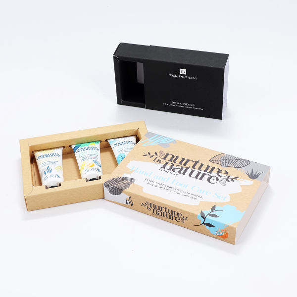 Natural brown Kraft paper drawer folding box for hand and foot care set